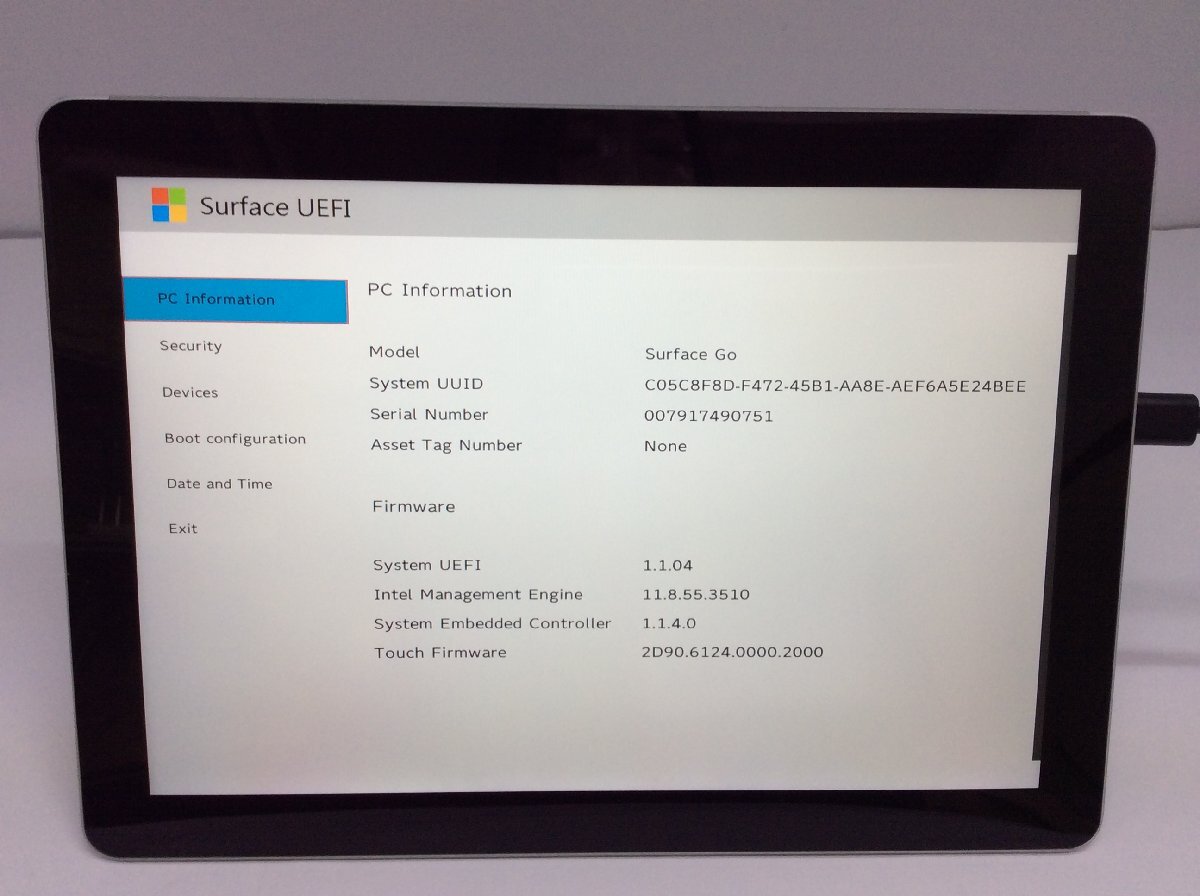 ジャンク/ Microsoft Surface Go Intel Pentium 4415Y メモリ8.19GB NVME128.03GB 【G21667】の画像4