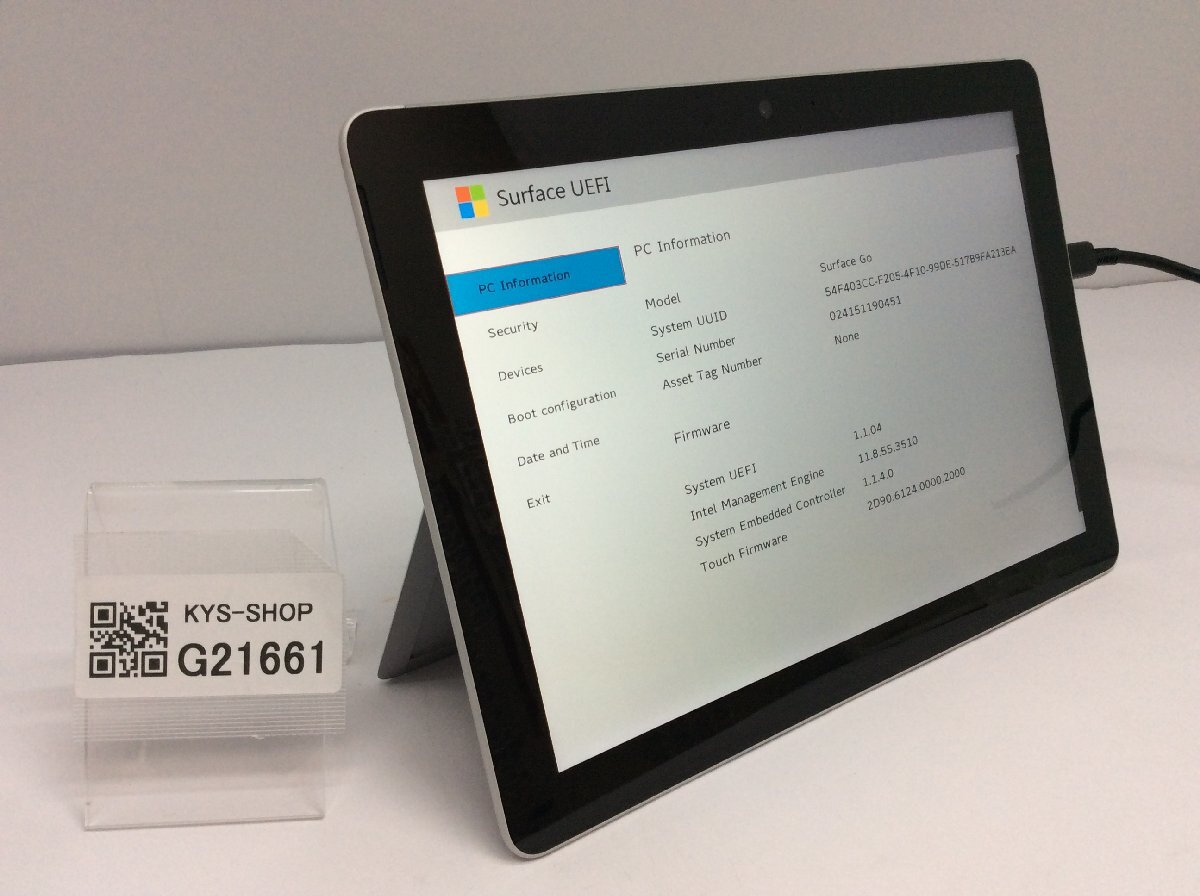 ジャンク/ Microsoft Surface Go Intel Pentium 4415Y メモリ8.19GB NVME128.03GB 【G21661】_画像1