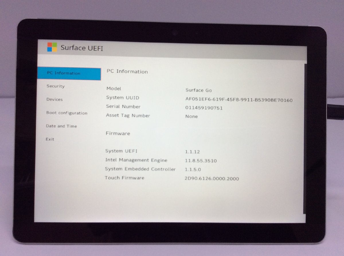 ジャンク/ Microsoft Surface Go Intel Pentium 4415Y メモリ8.19GB NVME128.03GB 【G21736】_画像4