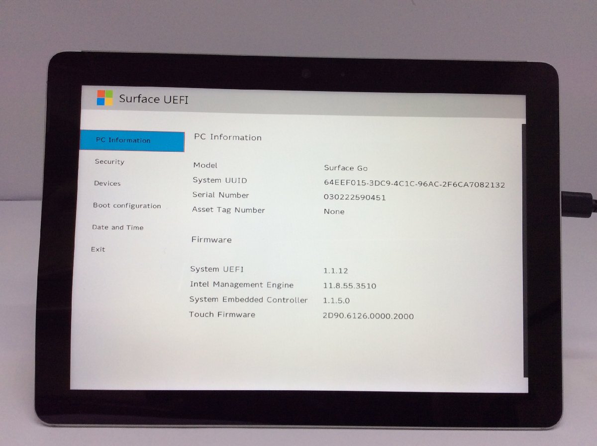 ジャンク/ Microsoft Surface Go Intel Pentium 4415Y メモリ8.19GB NVME128.03GB 【G21735】の画像4