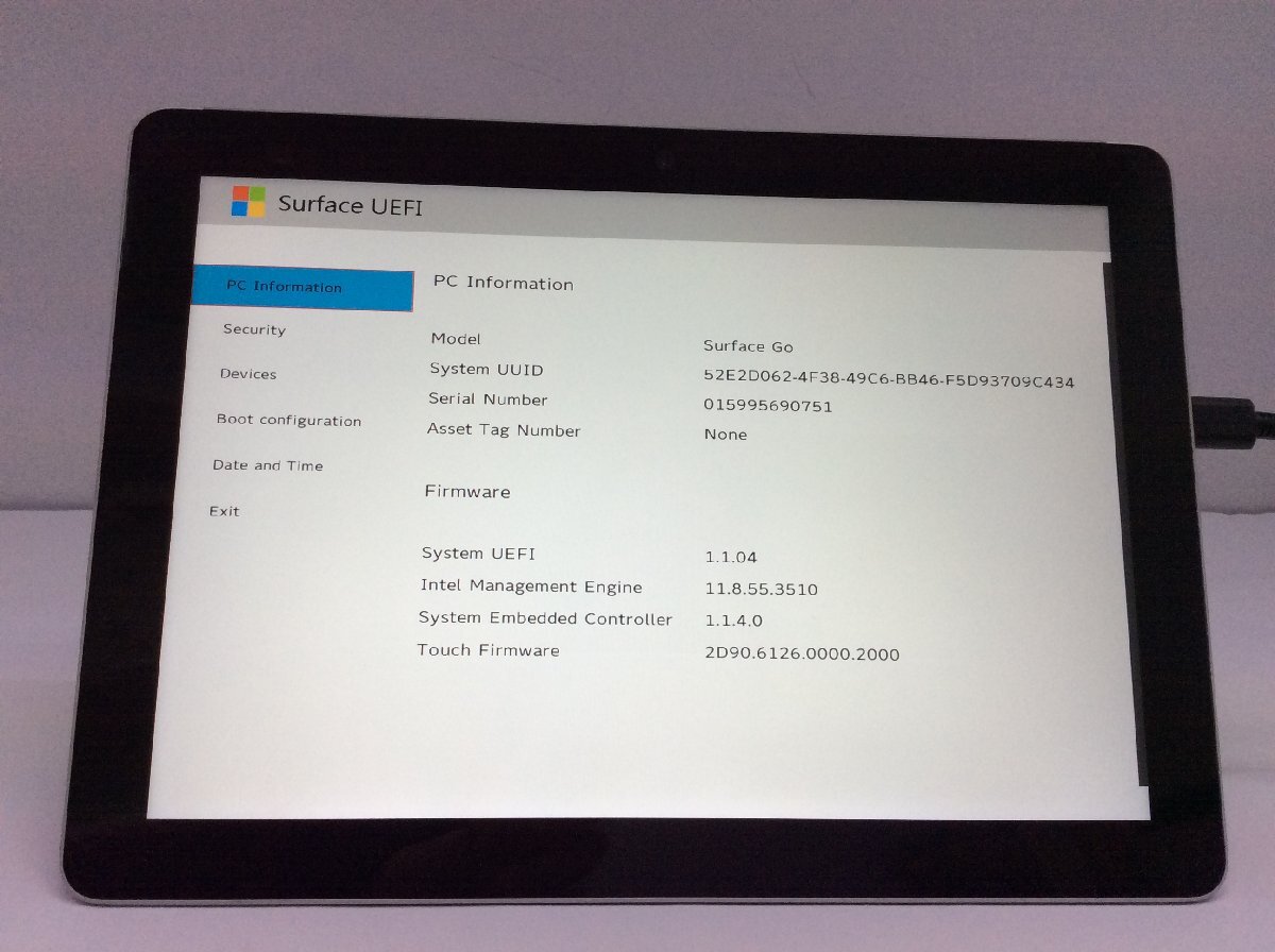 ジャンク/ Microsoft Surface Go Intel Pentium 4415Y メモリ8.19GB NVME128.03GB 【G21680】_画像4