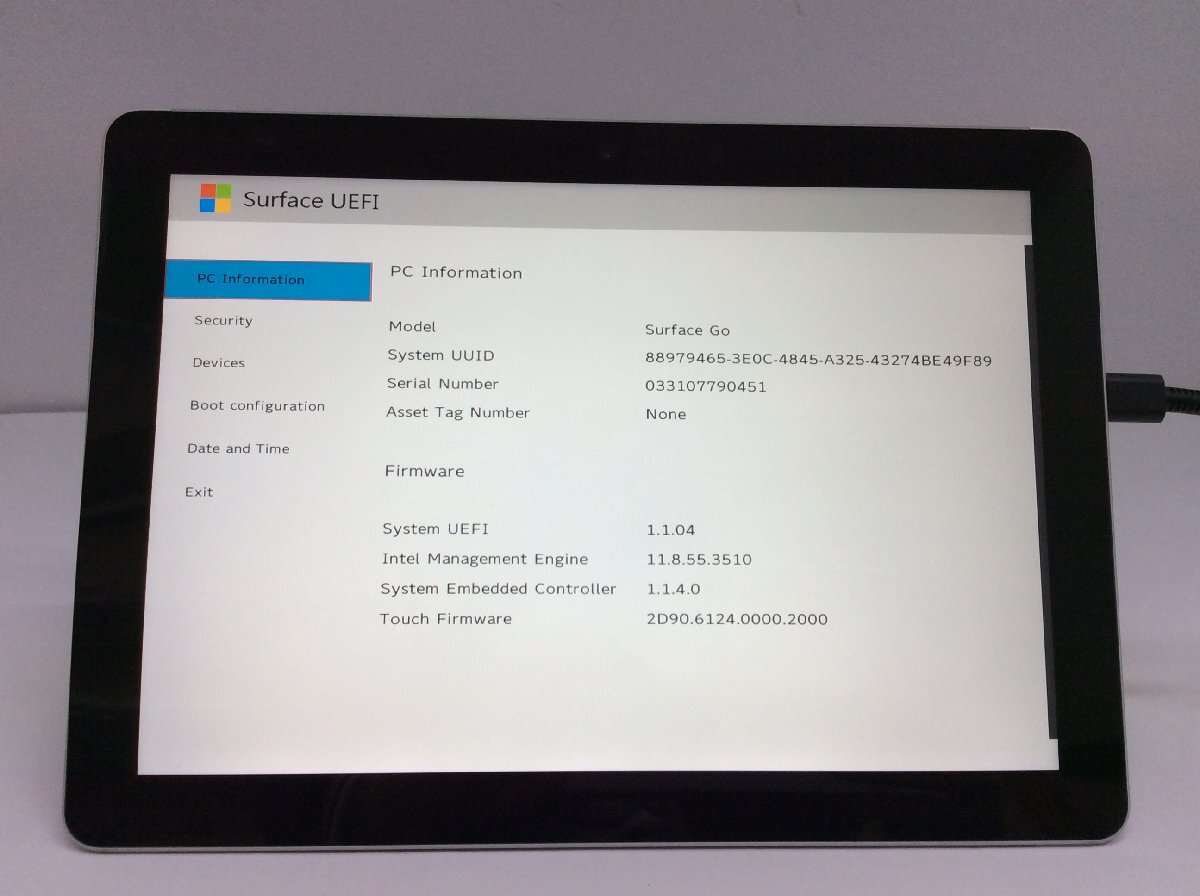 ジャンク/ Microsoft Surface Go Intel Pentium 4415Y メモリ8.19GB NVME128.03GB 【G21722】_画像4