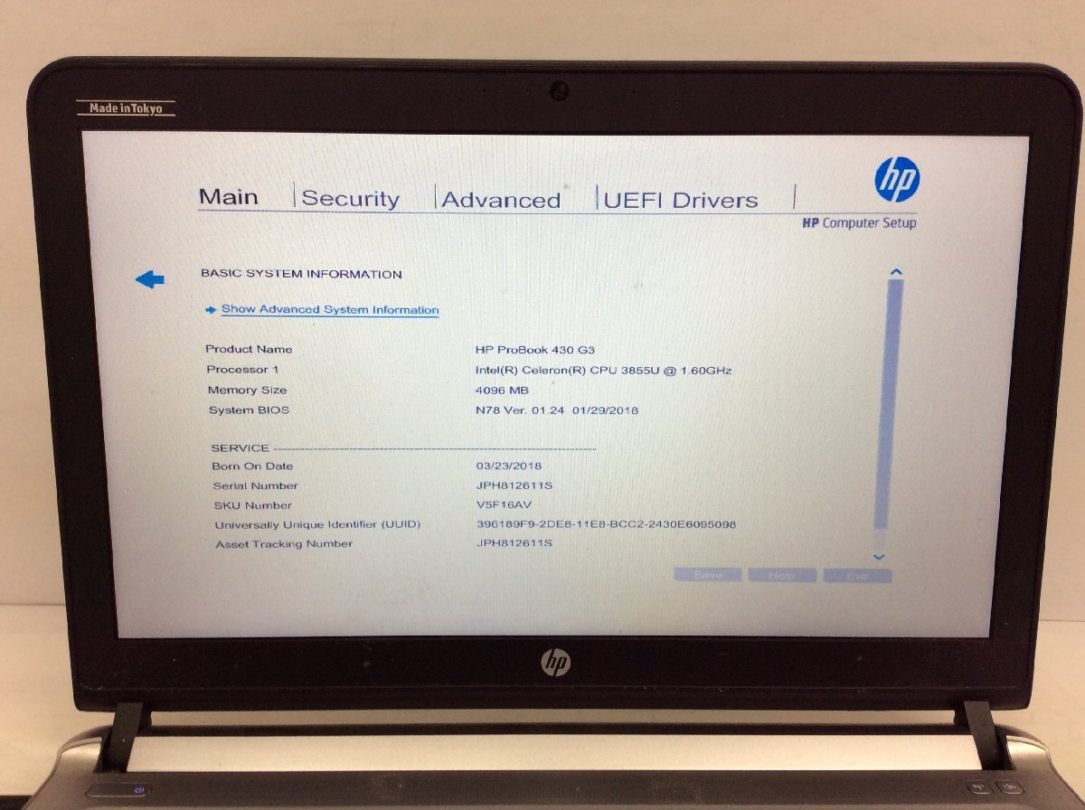  Junk / HP HP ProBook 430 G3 Intel Celeron 3855U memory 4.1GB HDD500.1GB [G21872]