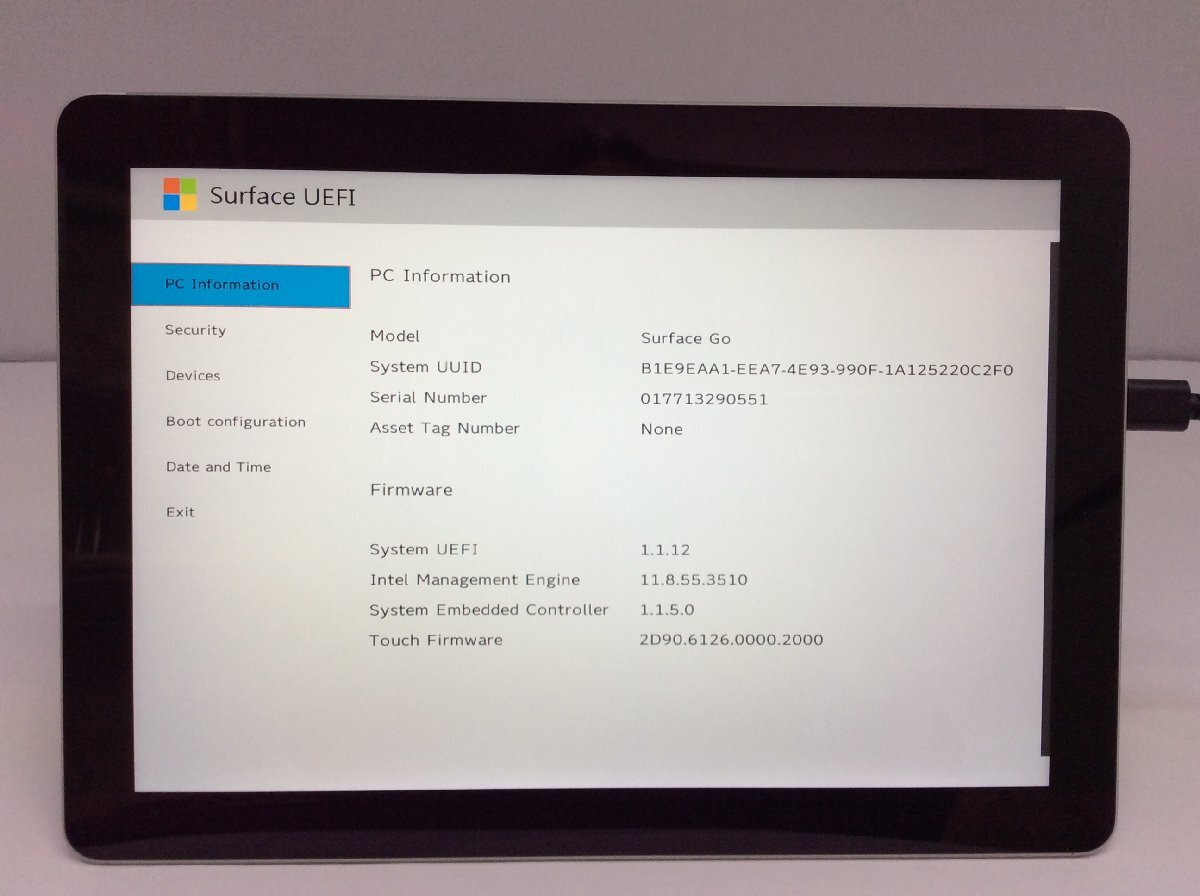 ジャンク/ Microsoft Surface Go Intel Pentium 4415Y メモリ8.19GB NVME128.03GB 【G21742】_液晶に写真では分かりにくい色ムラあり