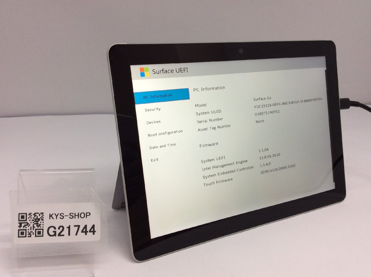 ジャンク/ Microsoft Surface Go Intel Pentium 4415Y メモリ8.19GB NVME128.03GB 【G21744】_画像1