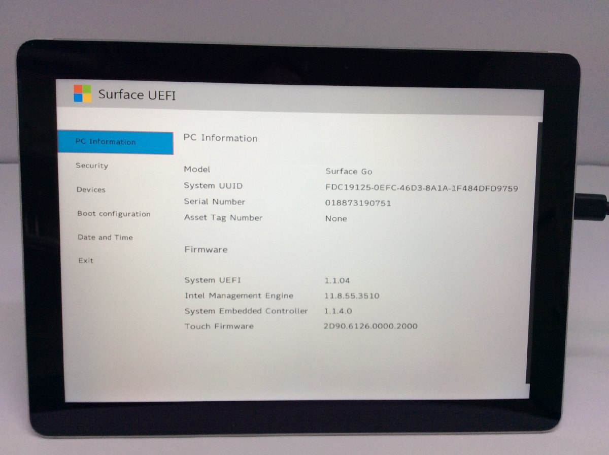 ジャンク/ Microsoft Surface Go Intel Pentium 4415Y メモリ8.19GB NVME128.03GB 【G21744】_画像4