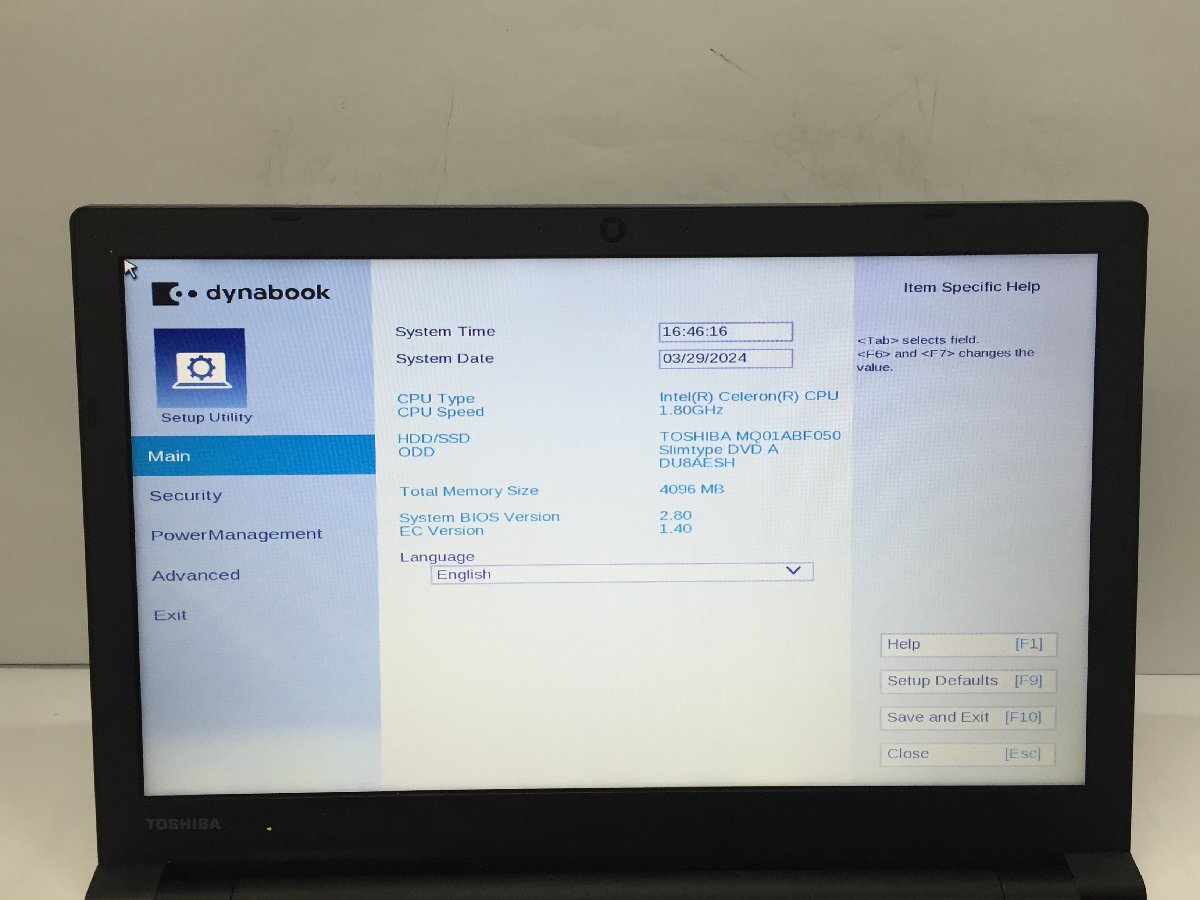 ジャンク/ TOSHIBA dynabook B65/DN PB6DNPB11N7FD1 Intel Celeron 3867U メモリ4.1GB HDD500.1GB 【G21002】_画像5