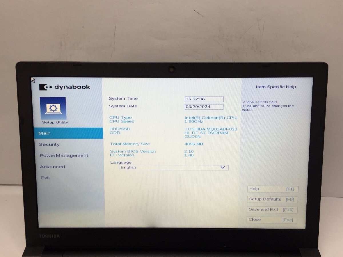 ジャンク/ TOSHIBA dynabook B65/DP A6B5DPW4BA21 Intel Celeron 3867U メモリ4.1GB HDD500.1GB 【G21003】の画像5