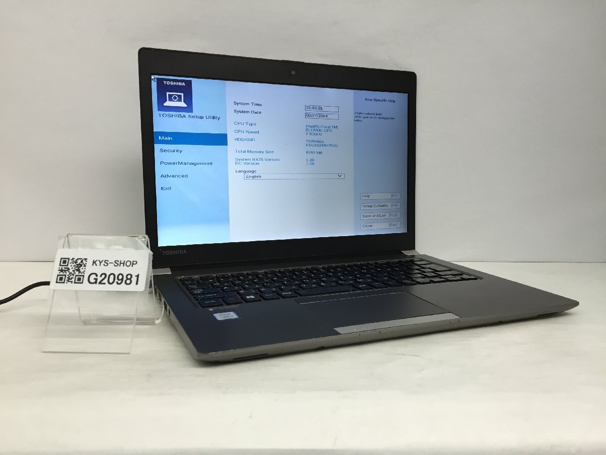 ジャンク/ TOSHIBA dynabook R63/J PR63JEA4447AD21 Intel Core i5-7200U メモリ8.19GB SSD256.06GB 【G20981】