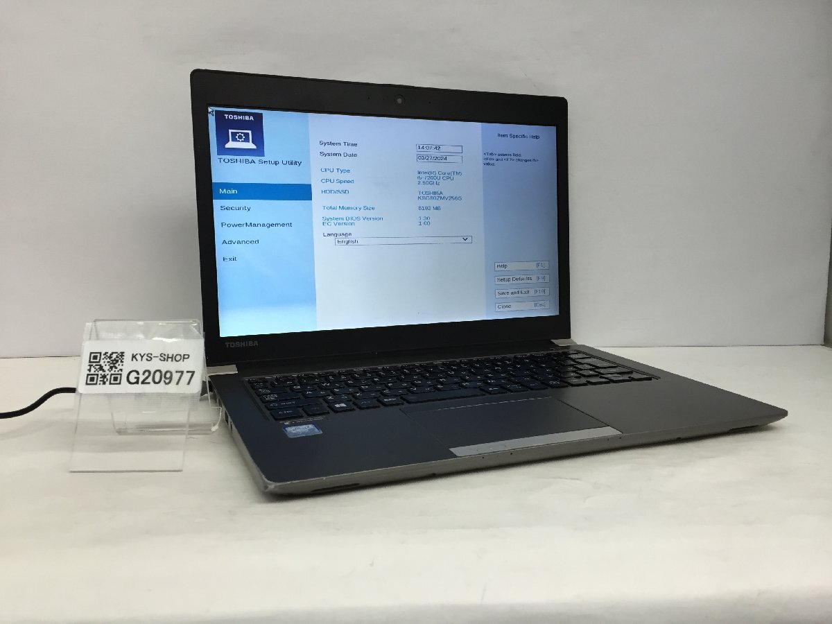 ジャンク/ TOSHIBA dynabook R63/J PR63JEA4447AD21 Intel Core i5-7200U メモリ8.19GB SSD256.06GB 【G20977】_画像1