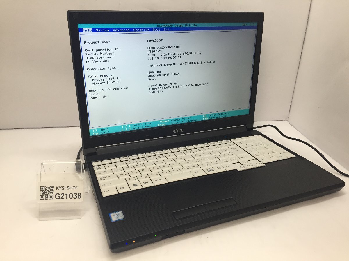 ジャンク/ FUJITSU FMVA20001 LIFEBOOK A576/R Intel Core i5-6300U メモリ4.1GB HDD500.1GB 【G21038】