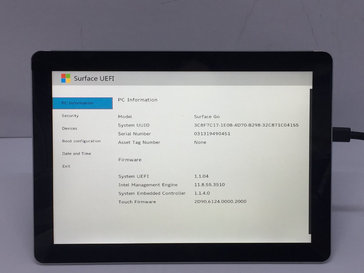 ジャンク/ Microsoft Surface Go Intel Pentium 4415Y メモリ8.19GB NVME128.03GB 【G21603】の画像4