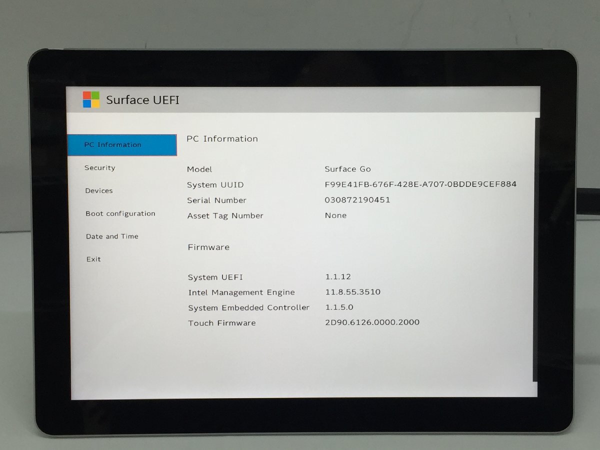 ジャンク/ Microsoft Surface Go Intel Pentium 4415Y メモリ8.19GB NVME128.03GB 【G21600】の画像4