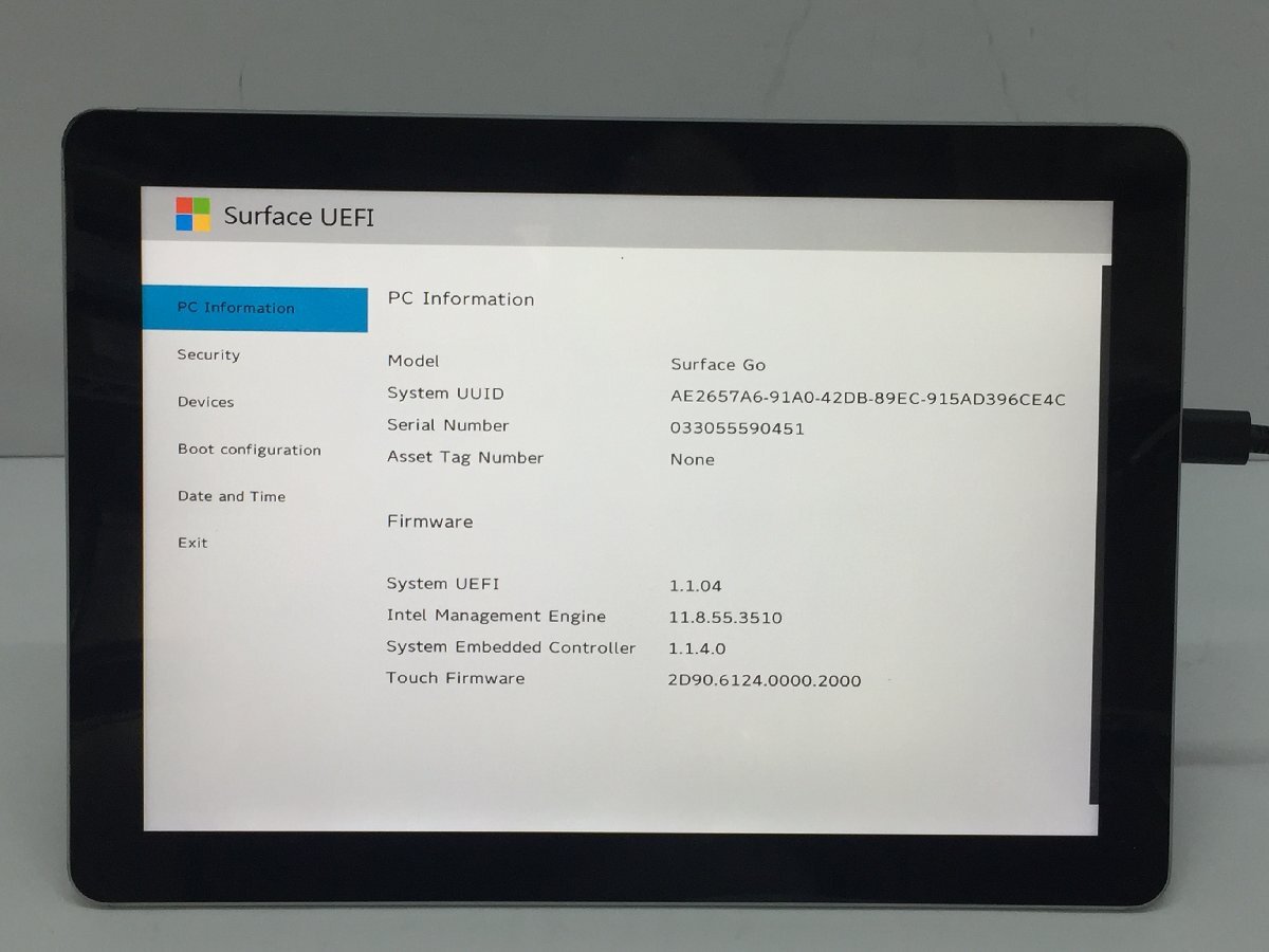 ジャンク/ Microsoft Surface Go Intel Pentium 4415Y メモリ8.19GB NVME128.03GB 【G21609】の画像4
