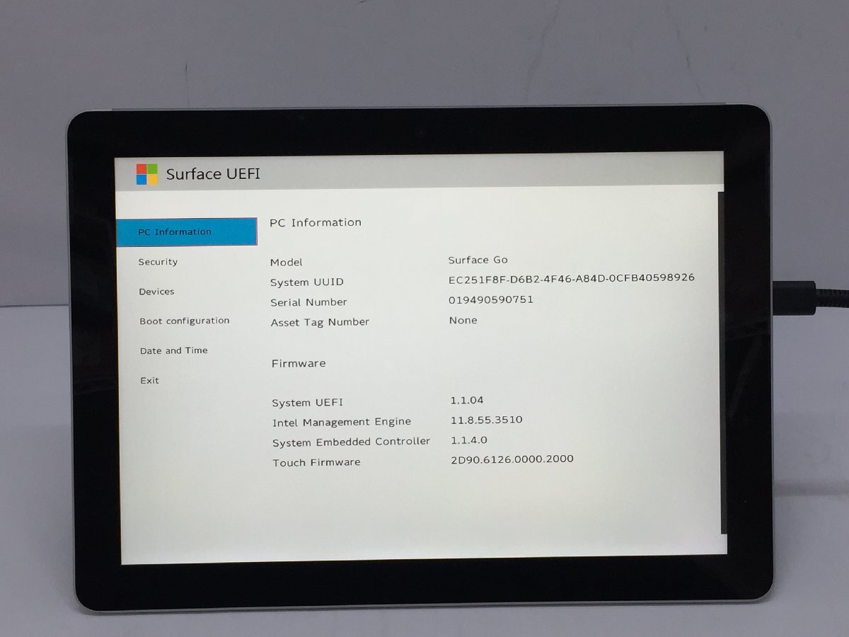 ジャンク/ Microsoft Surface Go Intel Pentium 4415Y メモリ8.19GB NVME128.03GB 【G21781】の画像4