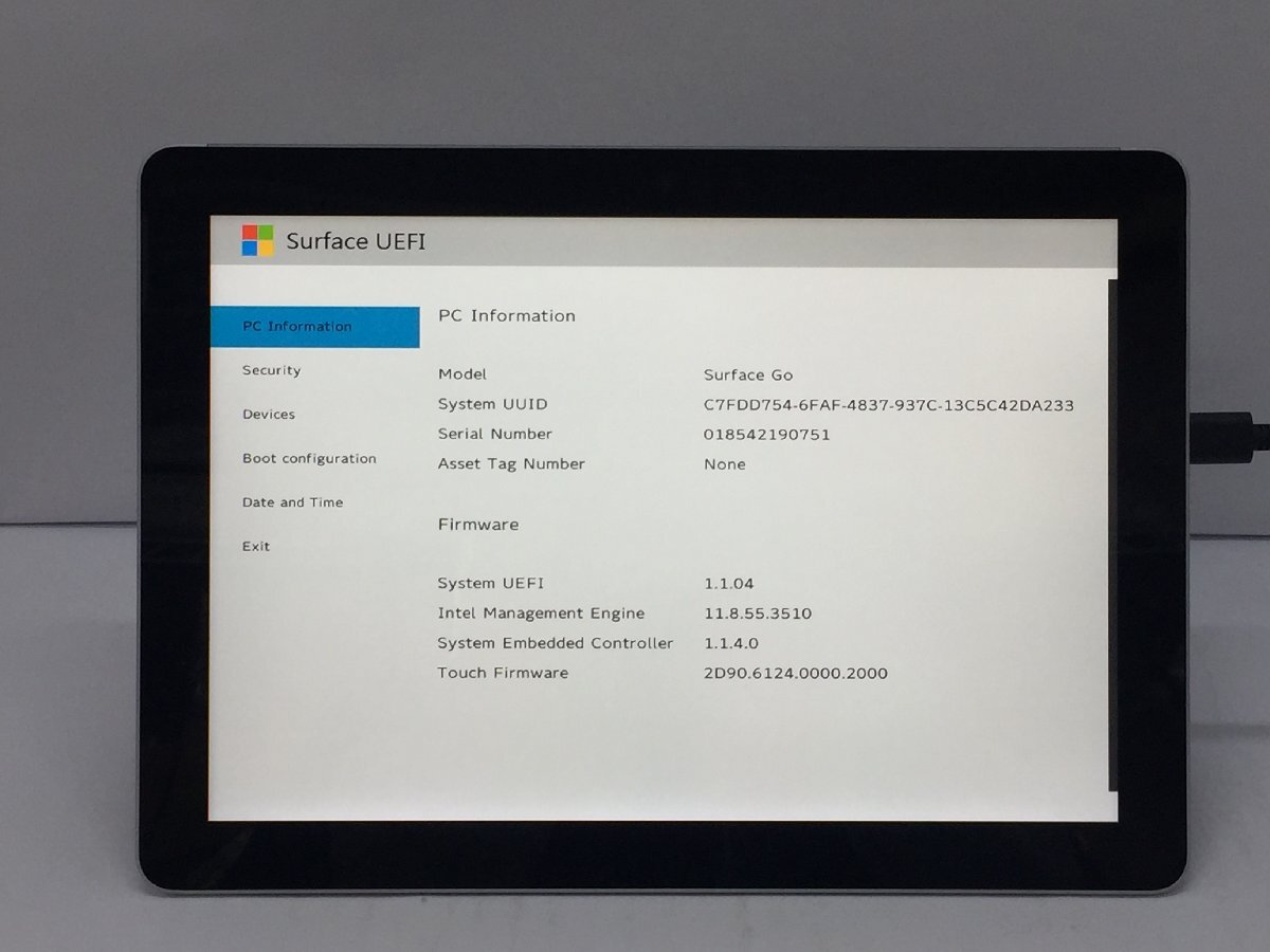 ジャンク/ Microsoft Surface Go Intel Pentium 4415Y メモリ8.19GB NVME128.03GB 【G21652】の画像4