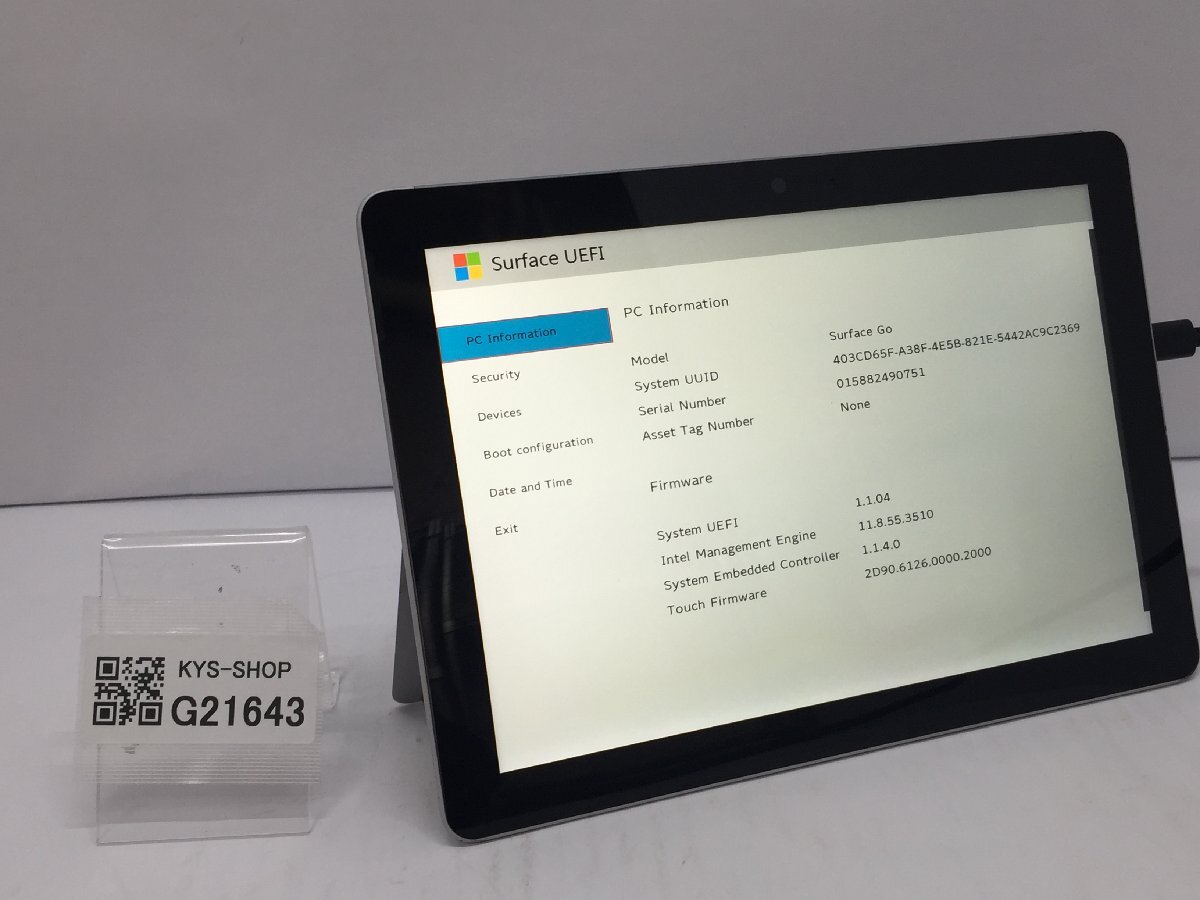 ジャンク/ Microsoft Surface Go Intel Pentium 4415Y メモリ8.19GB NVME128.03GB 【G21643】の画像1