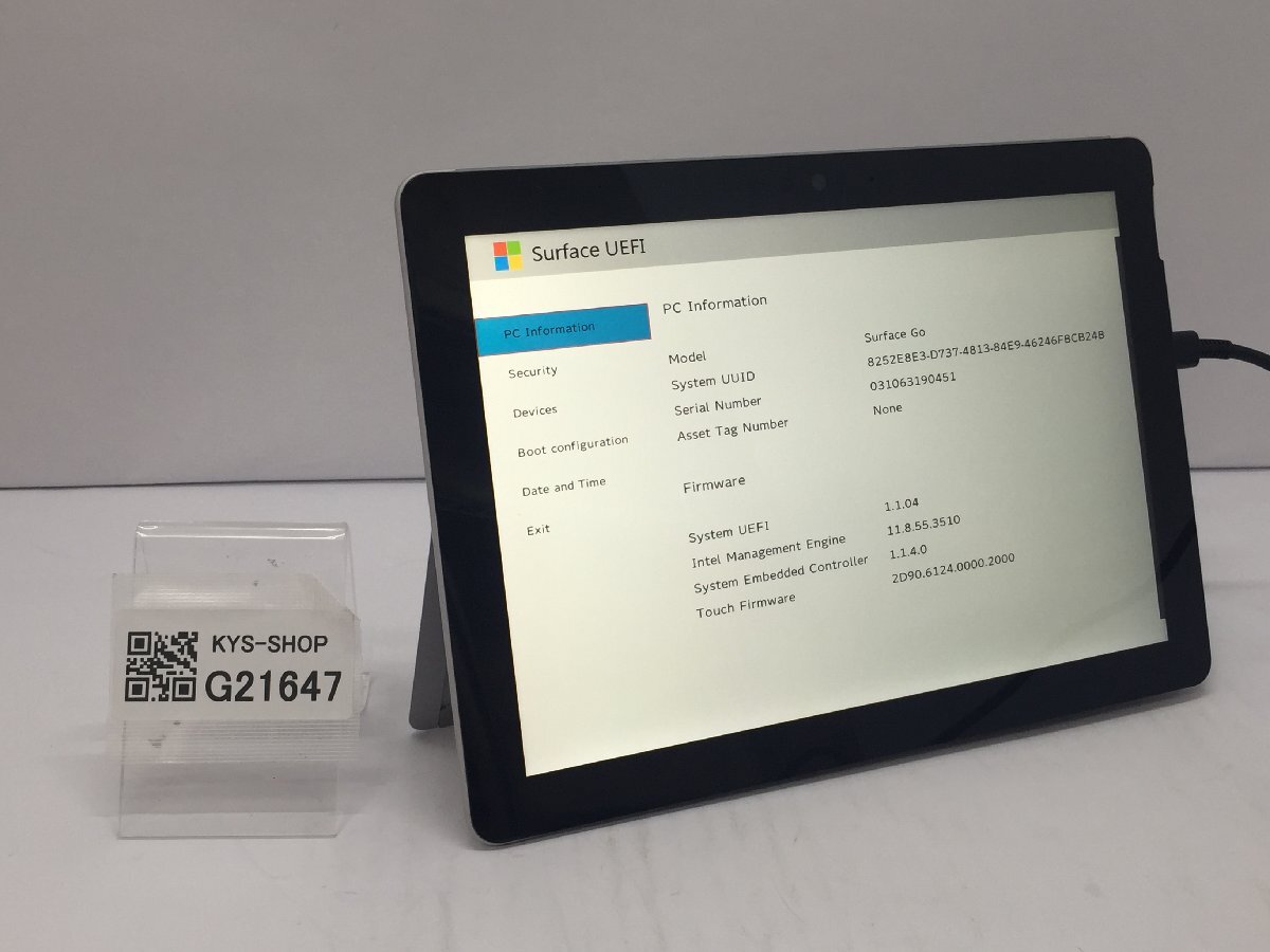 ジャンク/ Microsoft Surface Go Intel Pentium 4415Y メモリ8.19GB NVME128.03GB 【G21647】_画像1