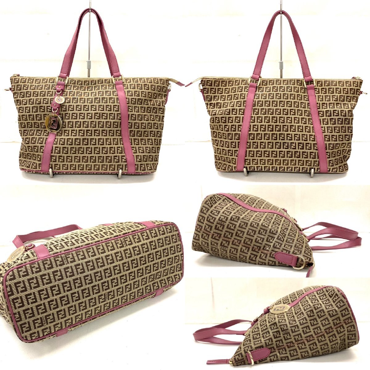 ◆フェンディ FENDI◆ズッキーノ 8BH233-EY5 118-2111 2WAY トートバッグ ショルダーバッグ ブラウン ベージュ キャンバス レディース_画像2