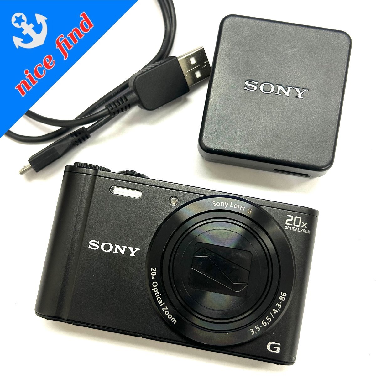 通電OK◆ソニー SONY◆cyber-shot dsc-wx300 本体 20x Optical Zoom 3.5-6.5/4.3-86 デジタル カメラ ボディ 充電器付 動作未確認_画像1