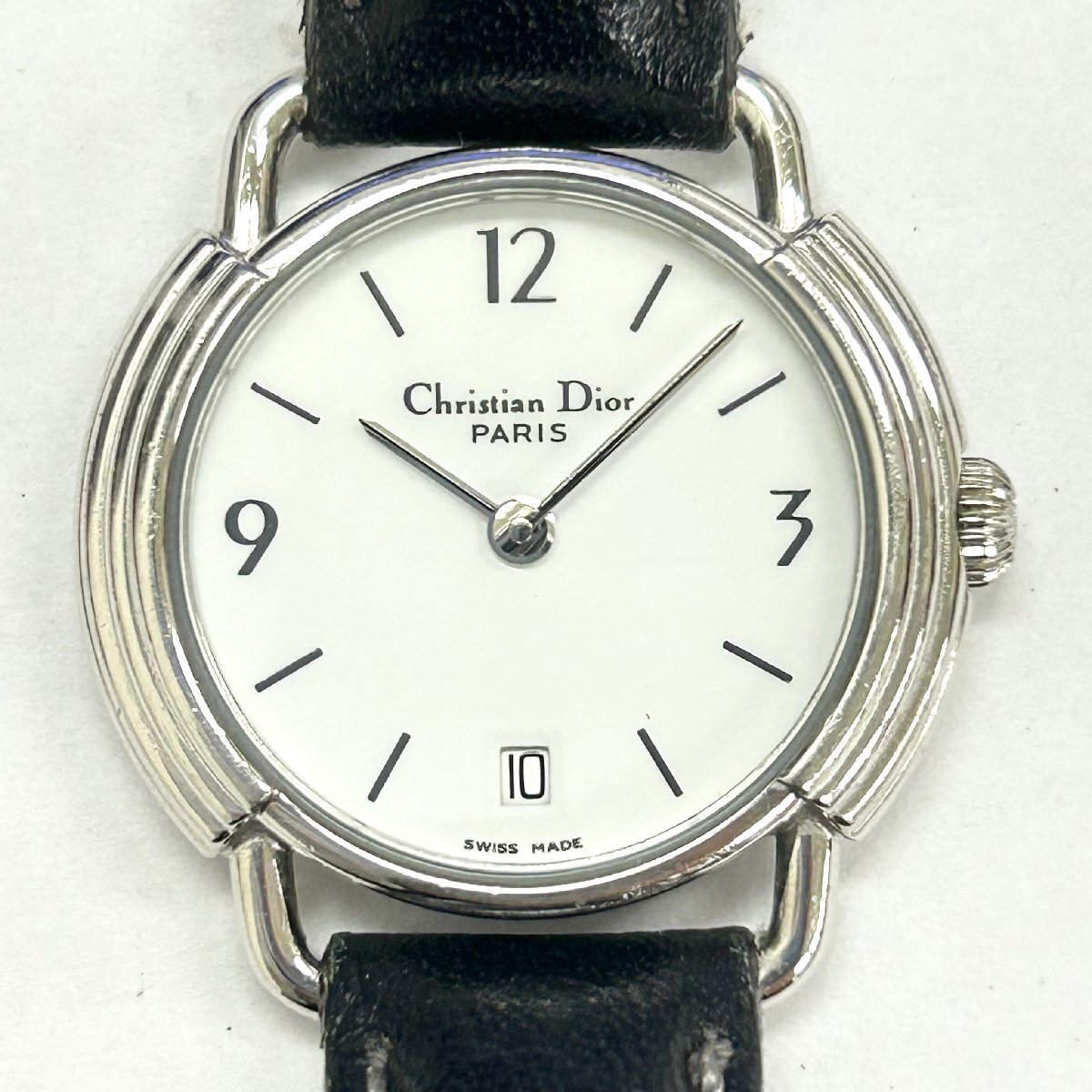 * Dior christian dior*D56-120 кварц наручные часы женский часы белый циферблат SS кожа breath античный неподвижный товар 