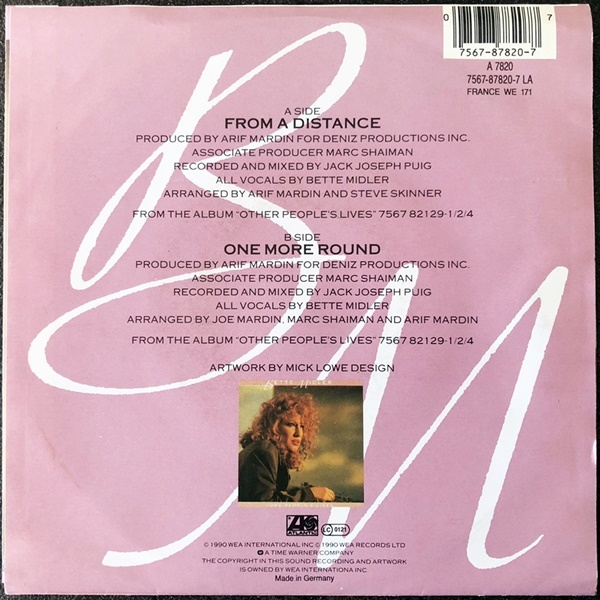 【Disco & Soul 7inch】Bette Midler / From A Distance_画像2