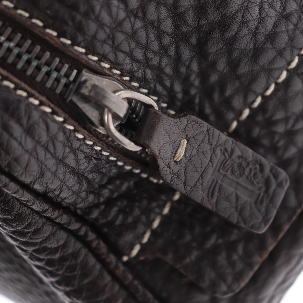# Tod's clutch bag second bag leather stitch fastener unisex dark brown 