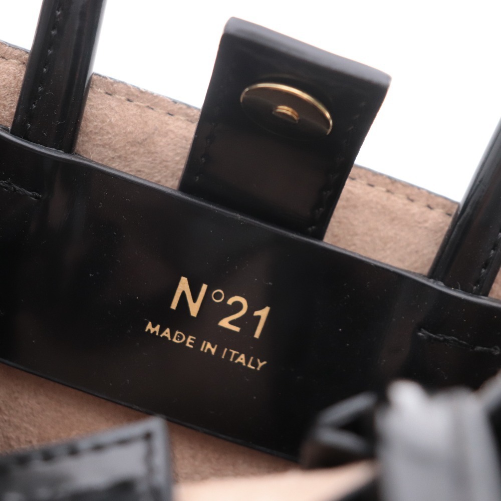■ ヌメロヴェントゥーノ N°21 ハンドバッグ ミニ レザー ロゴ イタリア製 レディース ブラック 保存袋付き_画像8
