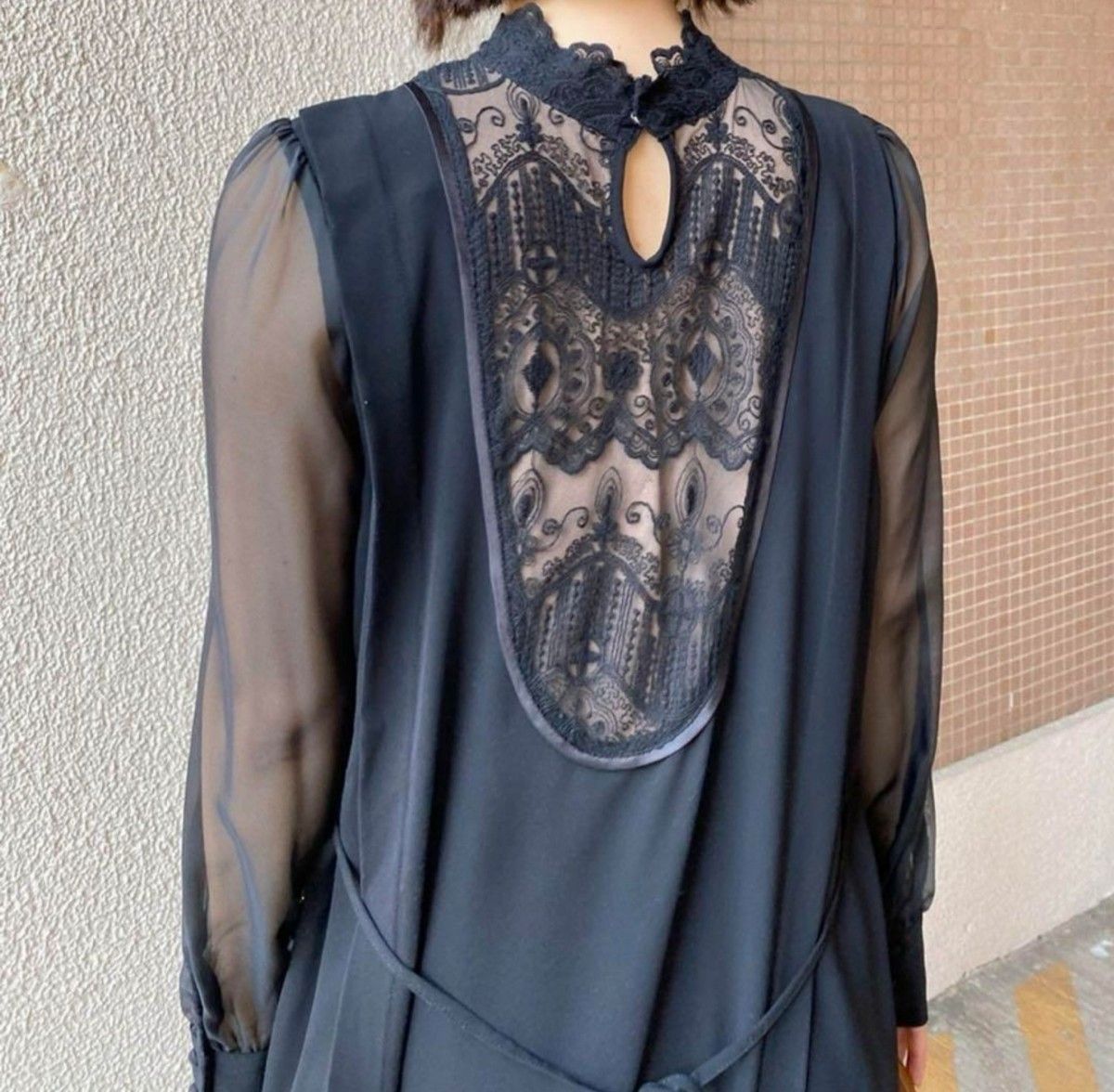 Ameri VINTAGE 2WAY SCOOP OUT LACE DRESS アメリ ワンピ ブラック 黒