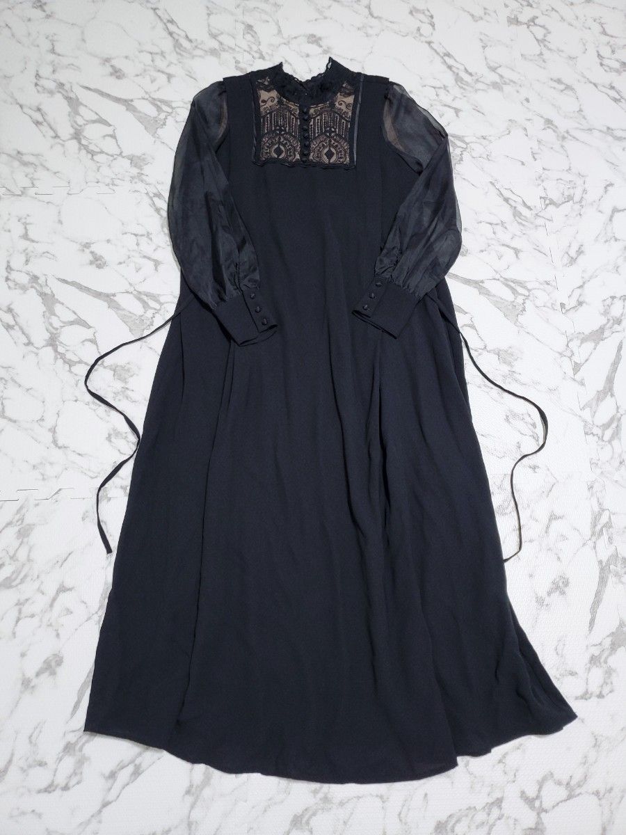 Ameri VINTAGE 2WAY SCOOP OUT LACE DRESS アメリ ワンピ ブラック 黒