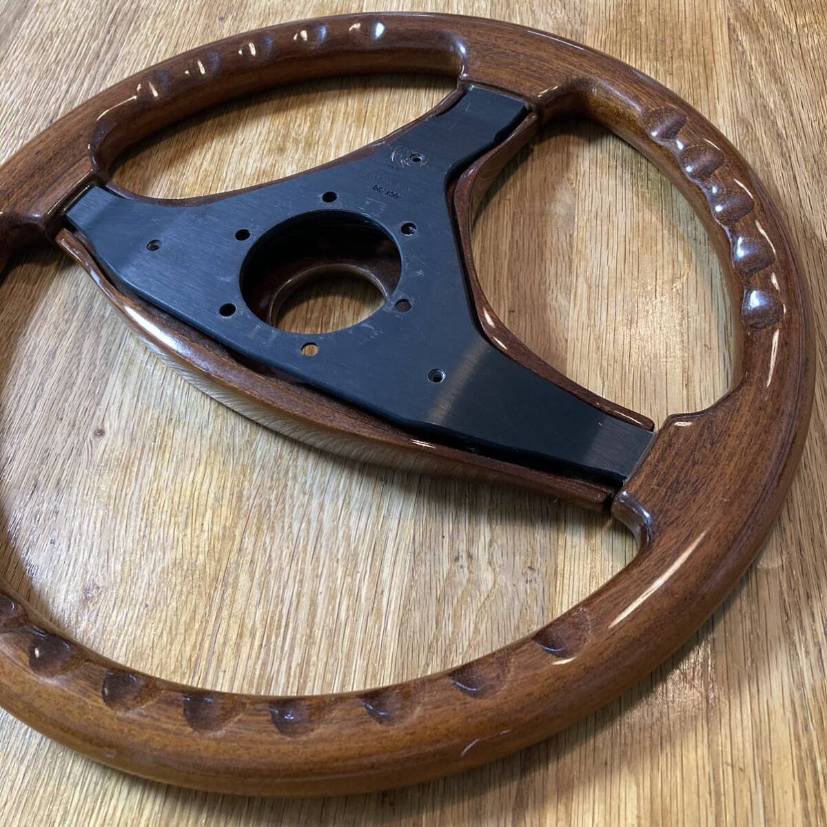 AD Wood Steering wheel 木目 ウッドステアリング ハンドル φ35.5cm イタリア製 1996 本体のみ_画像10