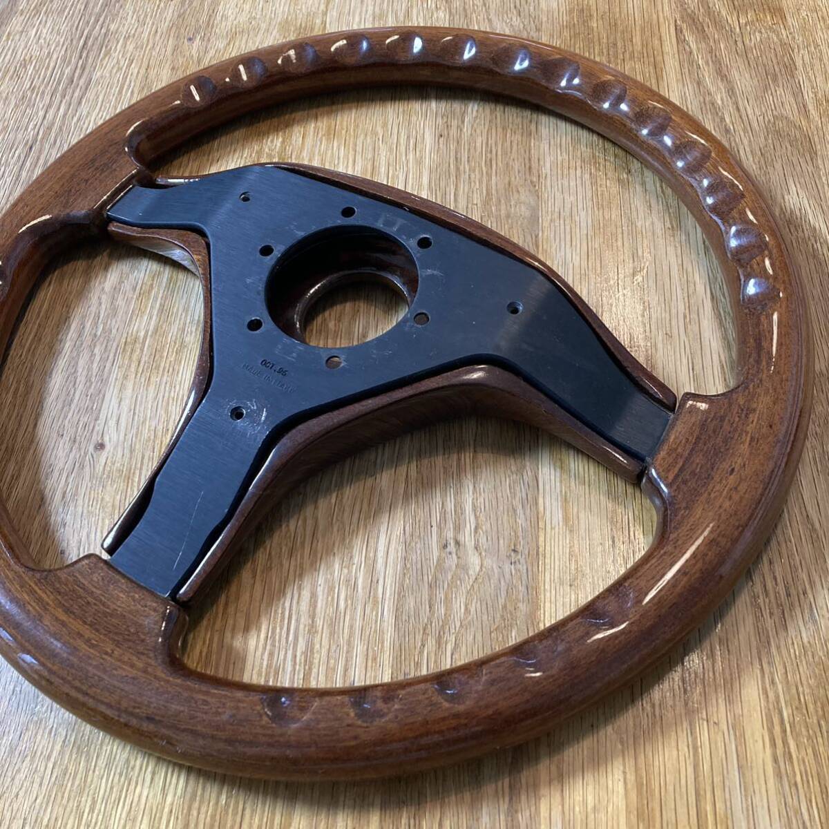 AD Wood Steering wheel 木目 ウッドステアリング ハンドル φ35.5cm イタリア製 1996 本体のみ_画像9