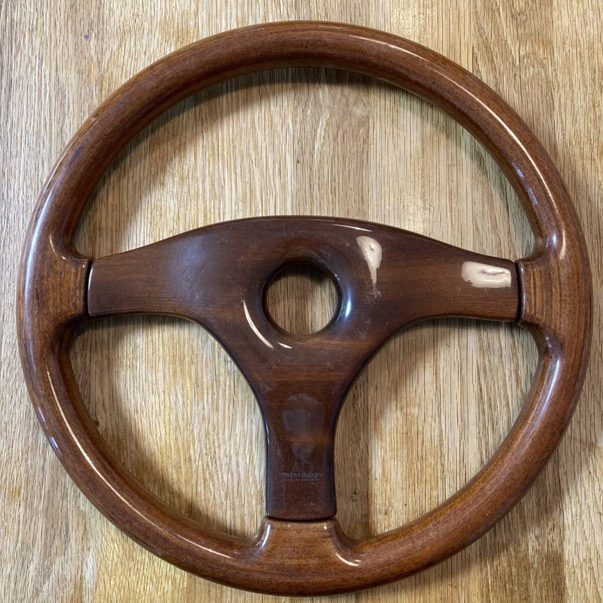 AD Wood Steering wheel 木目 ウッドステアリング ハンドル φ35.5cm イタリア製 1996 本体のみ_画像1