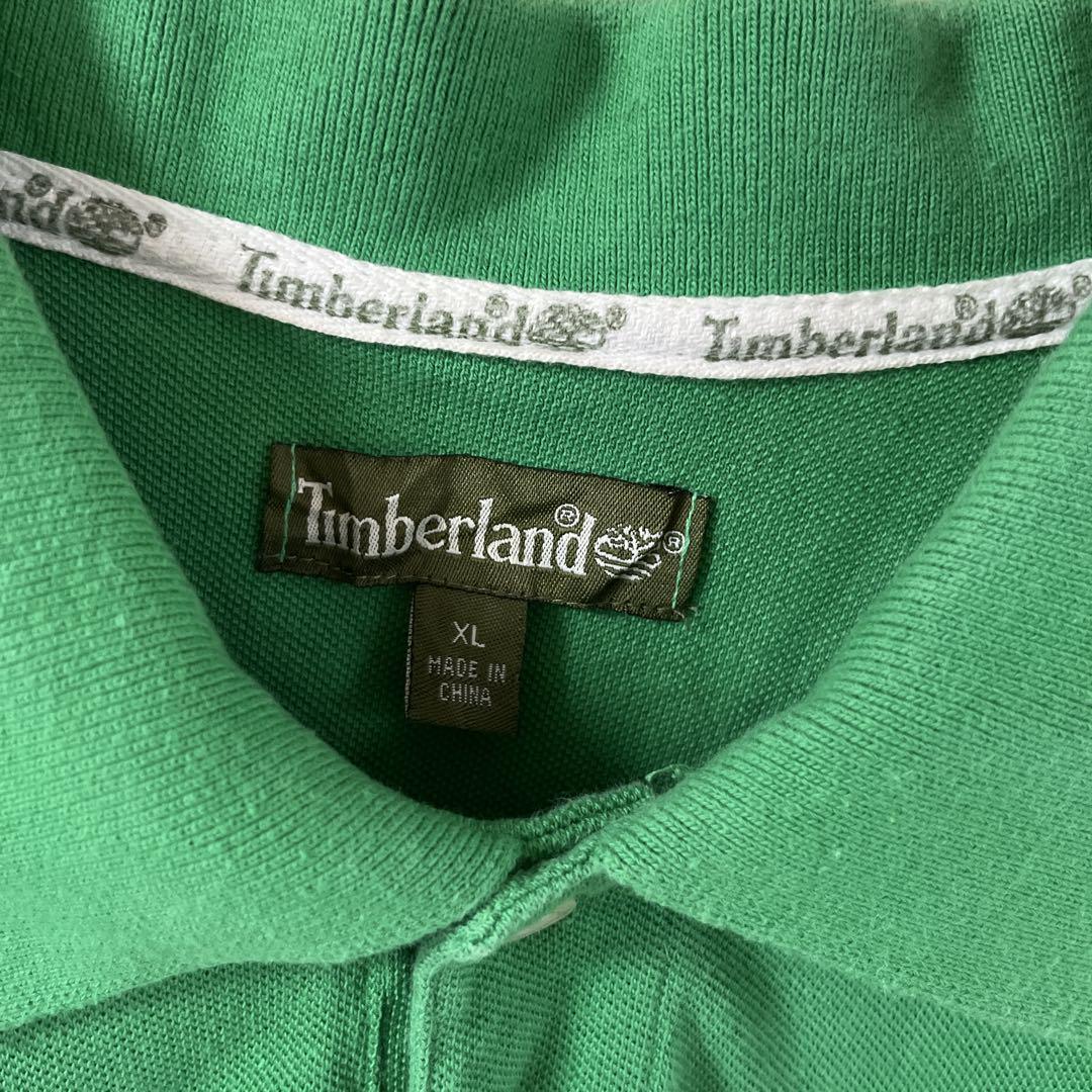 L3 ティンバーランド　ポロシャツ　半袖　鹿子　XLメンズ 緑　ゆったり