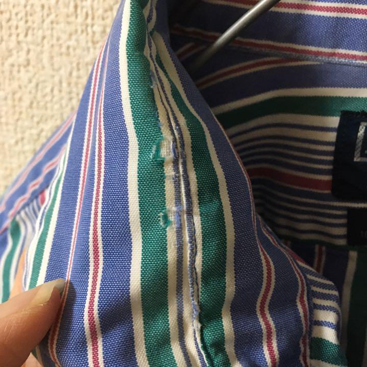 ポロ　ラルフローレン ストライプ 刺繍ロゴ　Ｌメンズ 長袖