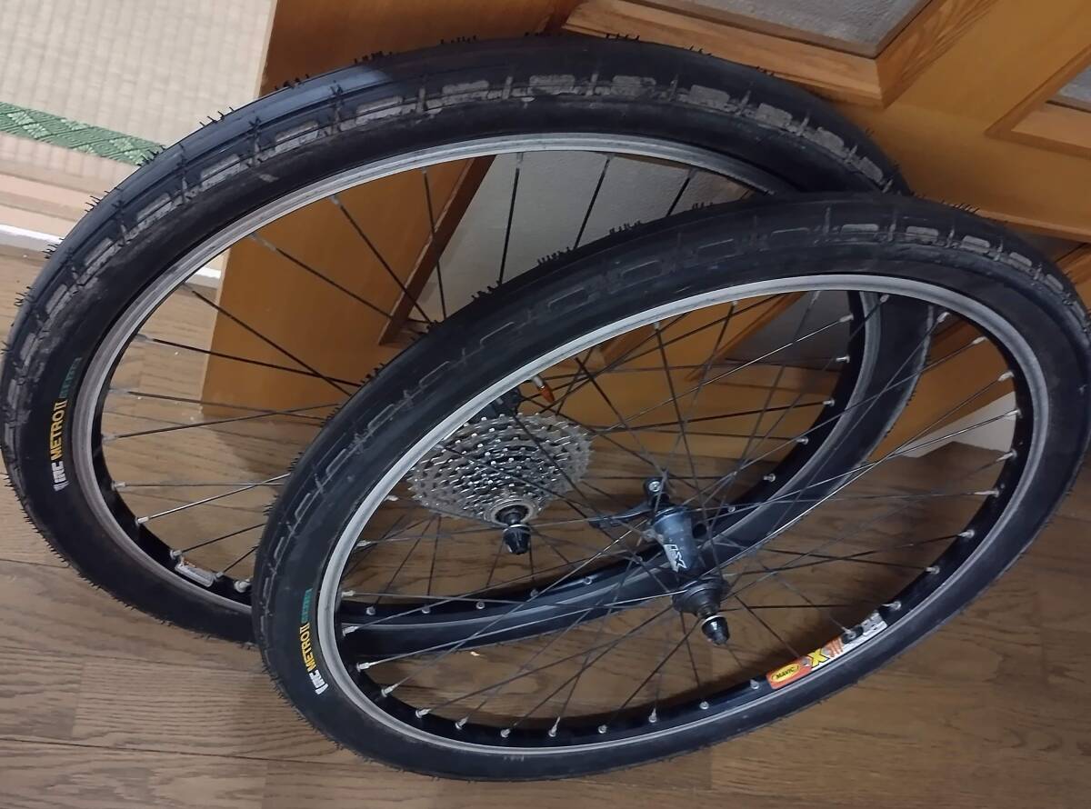 mavic x517, 9速スプロケット,デオーレLXハブ,マウンテンバイク前後ホイール・タイヤの画像1