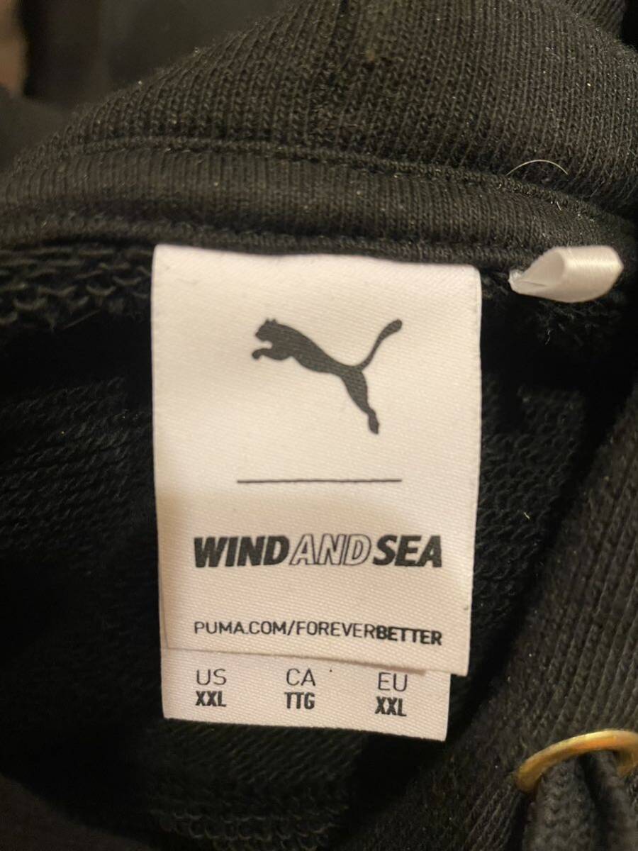 【美品】別注WIND AND SEA x PUMA（ウィンダンシー ）プルオーバーパーカー　サイズ2XL（3L）使用2回　ブラック　即完