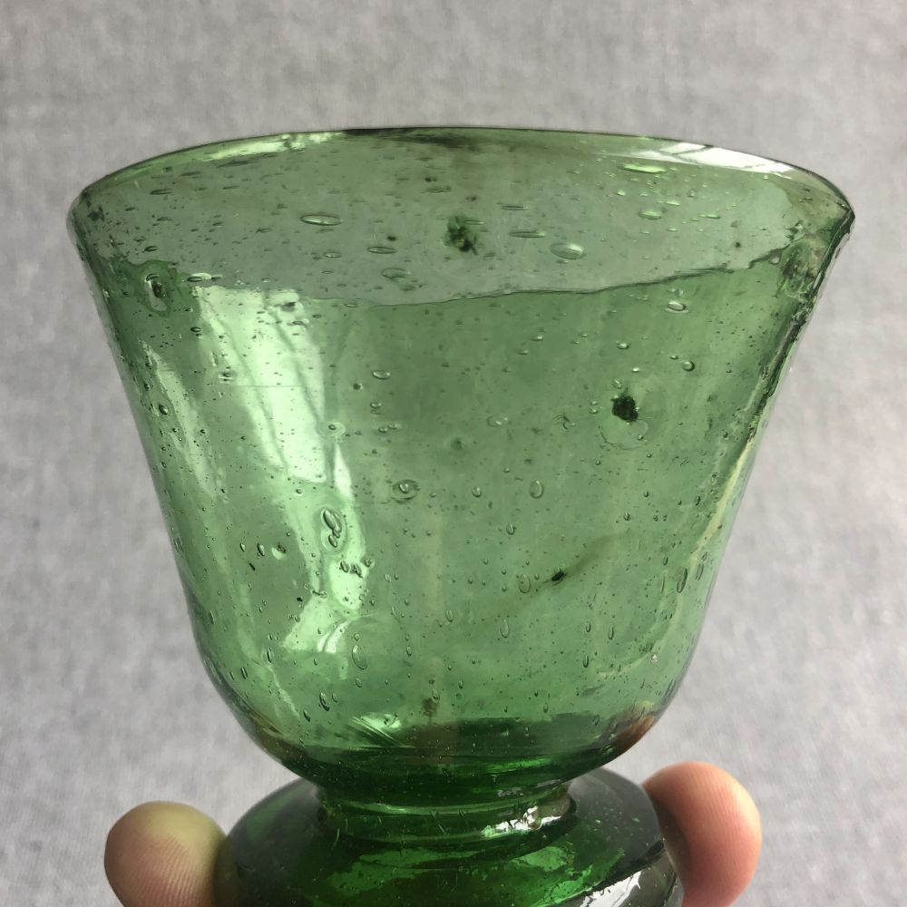 吹きガラス 気泡 カップ コップ グラス うつわ 緑 昭和レトロ 古道具 工芸_画像3
