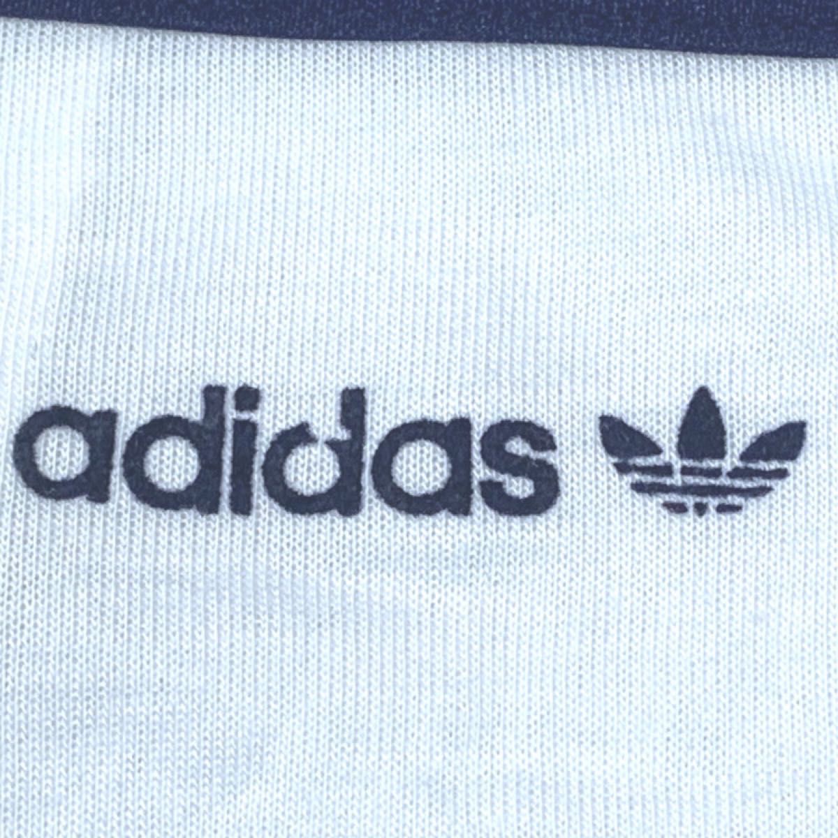 1980年代 新品デッドストック ハチマル期 adidas フロッキーロゴ 激レア レースアップ Tシャツ 日本サイズXL〜位