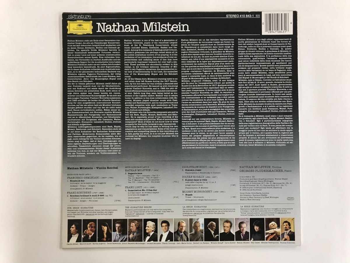 LP / NATHAN MILSTEIN / VIOLIN RECITAL - GEMINIANI SCHUBERT / 独盤 [6505RR]_画像2