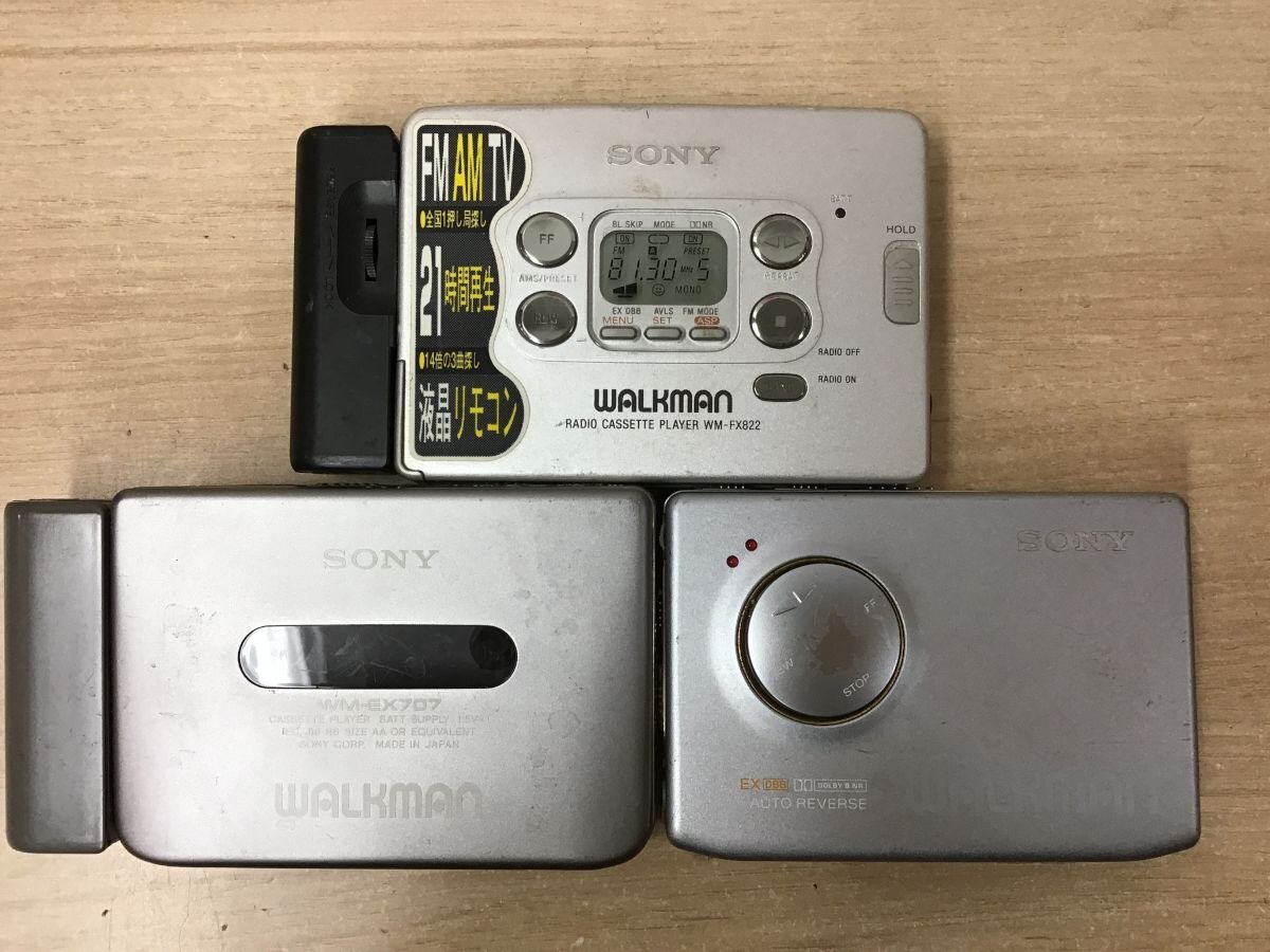 SONY WM-FX707 WM-FX822 ソニー カセットプレーヤー WALKMAN カセットプレーヤー ウォークマン 3点セット◆ジャンク品 [3953W]_画像1