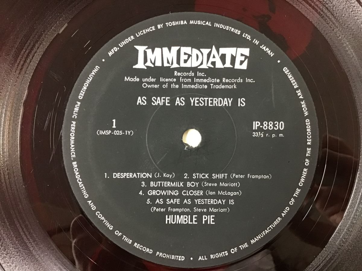 LP / HUMBLE PIE / AS SAFE AS YESTERDAY IS / 赤盤 [7867RR]の画像3