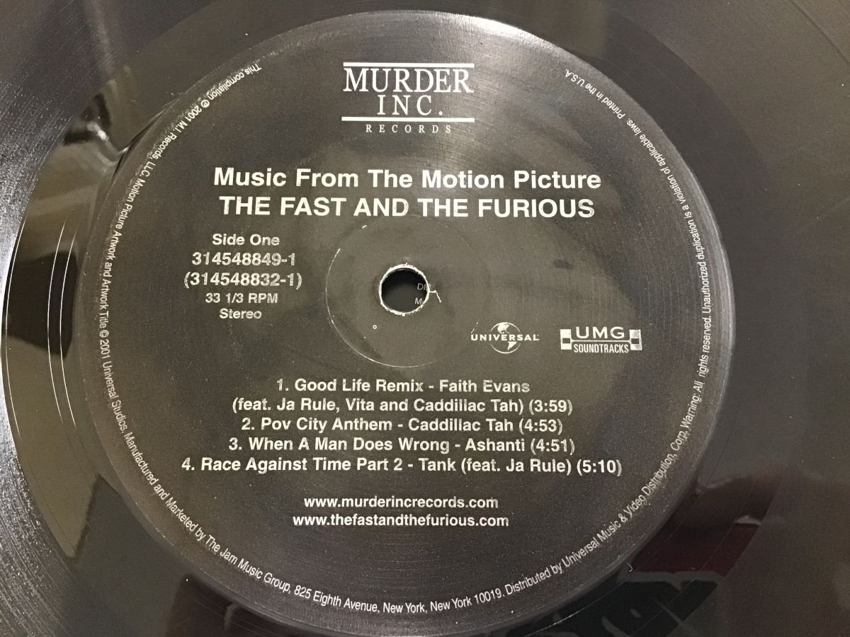 LP / V.A(FAITH EVANS/CADDILLAC TAH) / THE FAST AND THE FURIOUS / US盤 [7656RR]の画像3