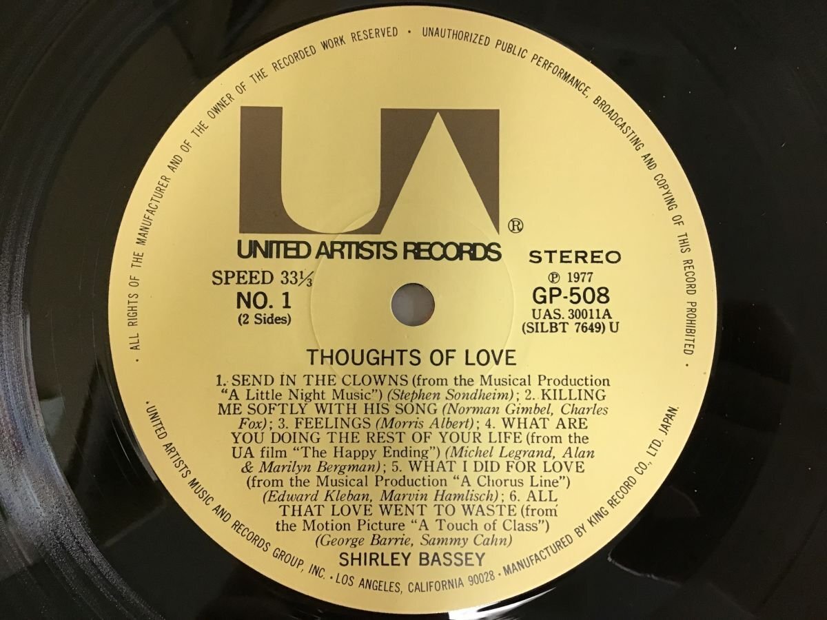 LP / SHIRLEY BASSEY / THOUGHTS OF LOVE / 帯付 [8322RR]の画像3