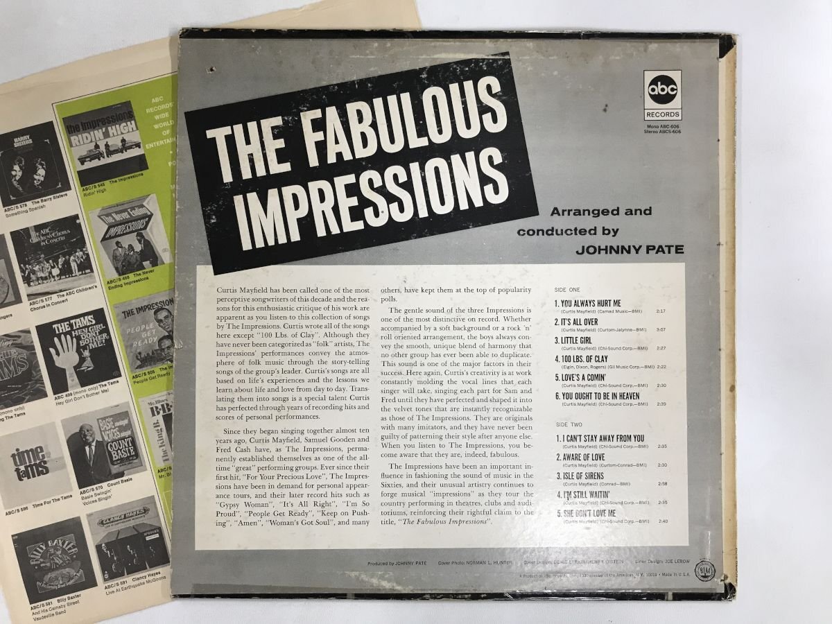 LP / THE IMPRESSIONS / THE FABULOUS IMPRESSIONS / US盤 [8608RR]の画像2