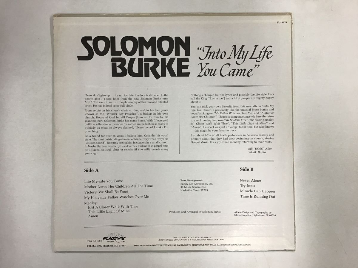 LP / SOLOMON BURKE / INTO MY LIFE YOU CAME / US盤 [8707RR]の画像2