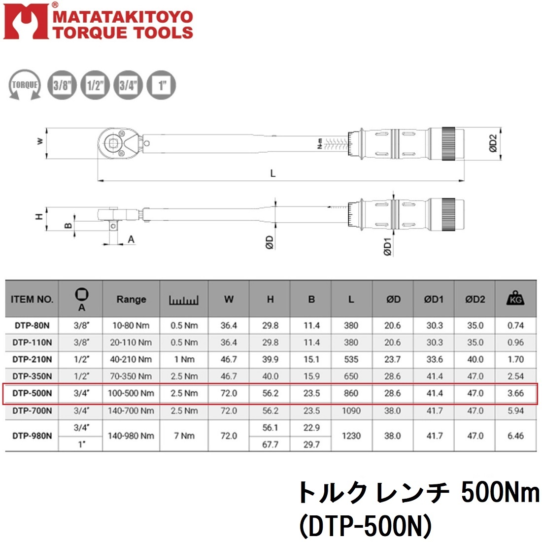 トルクレンチ 500Nm MATATAKITOYO トルクレンチ 500Nm MATATAKITOYO