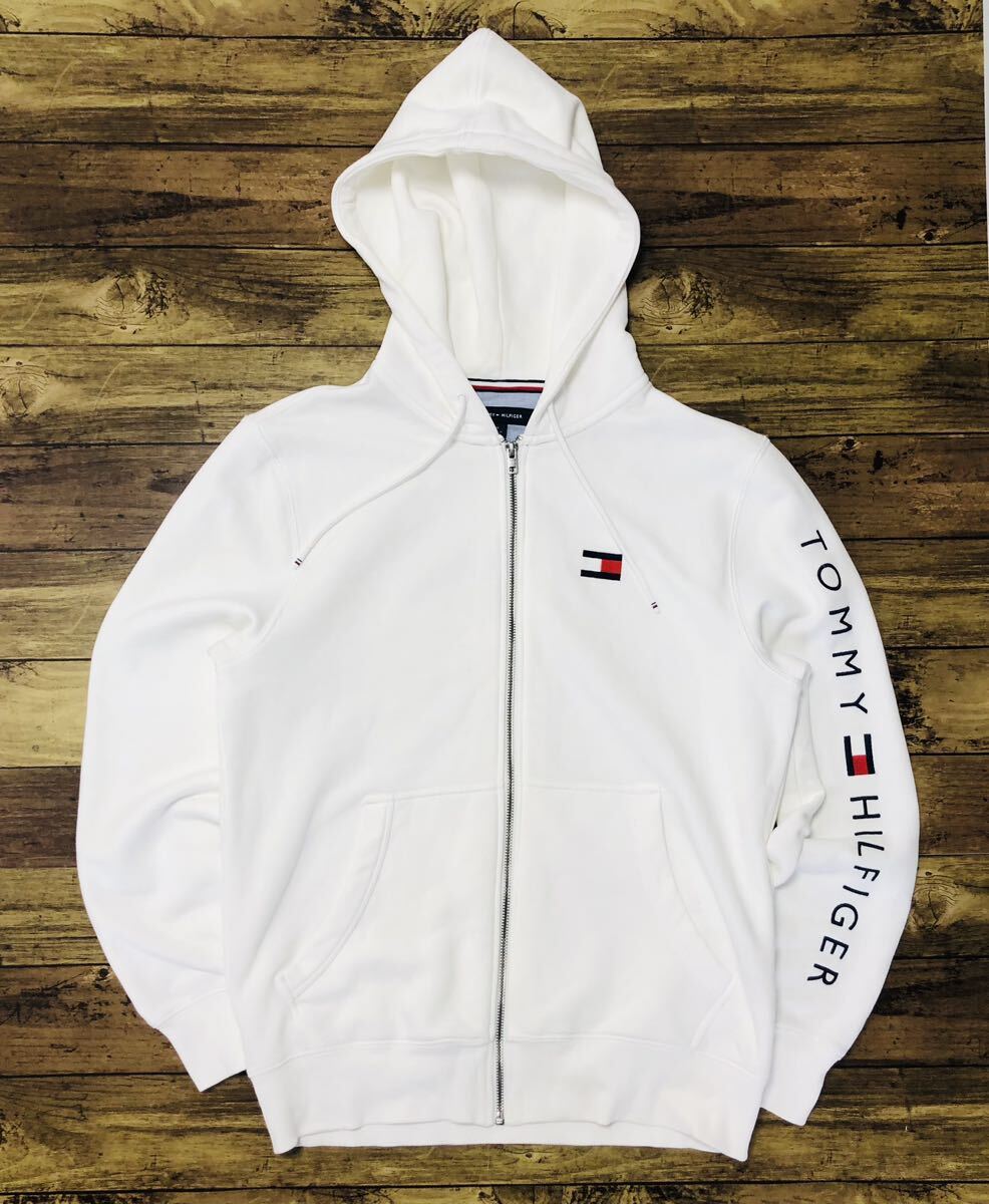 衝撃プライス！【ファン待望モデル！】【TOMMY HILFIGER トミーヒルフィガー】プルオーバーパーカー【サイズM】ホワイト フーディ N-O60の画像1