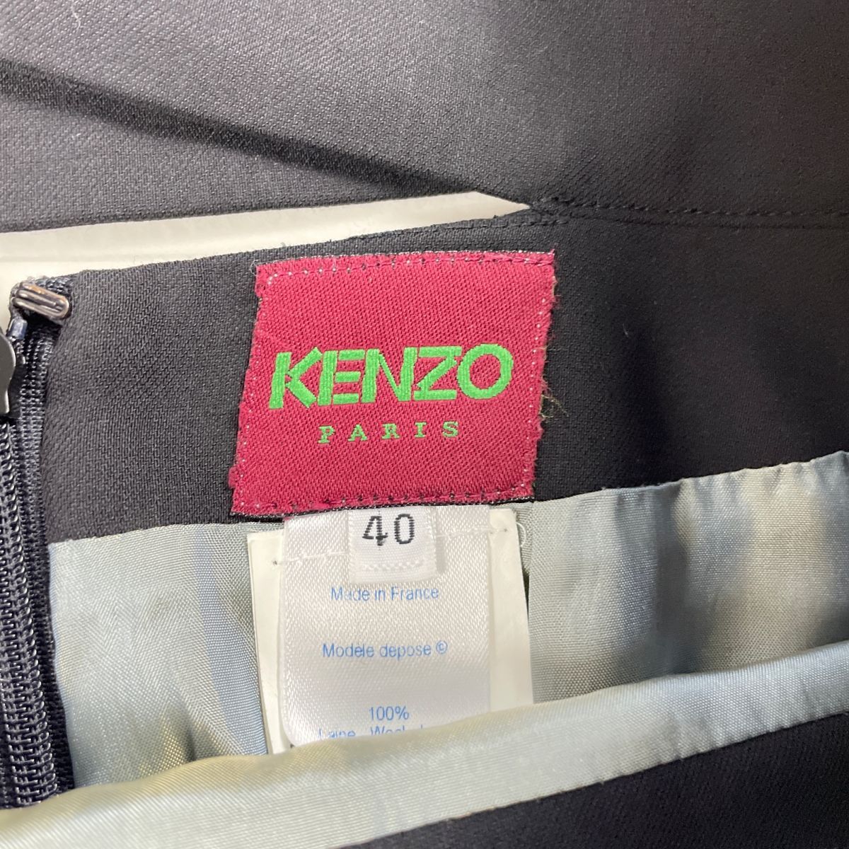 美品 KENZO ケンゾー ウエストデザインベルト 膝丈タイトスカート 裏地あり レディース ボトムス 黒 ブラック サイズ40*OC404_画像6