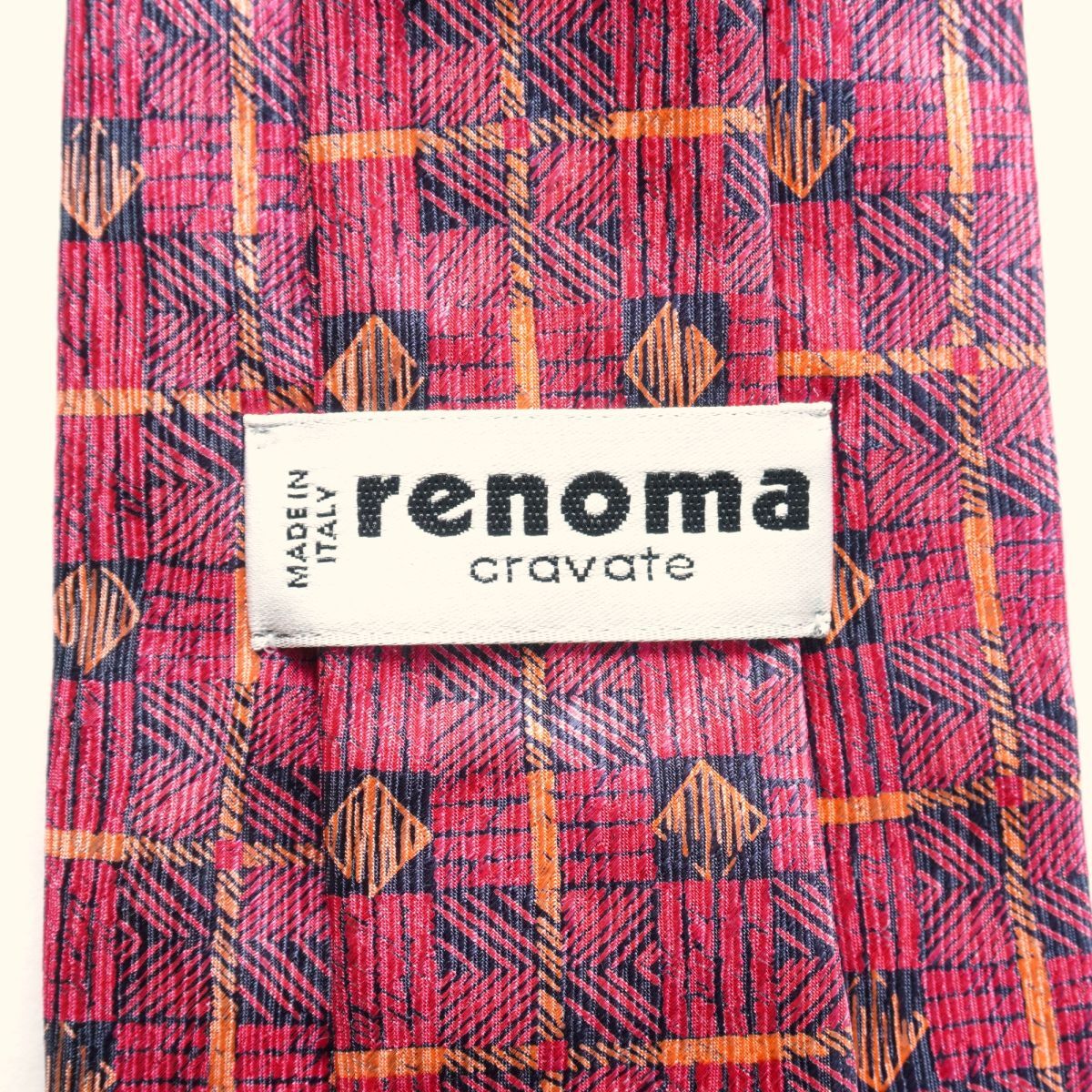renoma レノマ ネクタイ イタリア製 総柄 チェック柄 シルク100% 赤 レッド@JG39_画像4